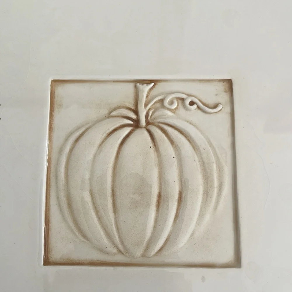 Crate & Barrel white pumpkin trivet or wall hanging. Made in Italy